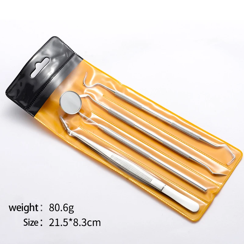 

4Pc Stainless Steel Dental Tool Set Mouth Mirror Dental Kit Instrument Dental Pick Dentist Prepare Tool