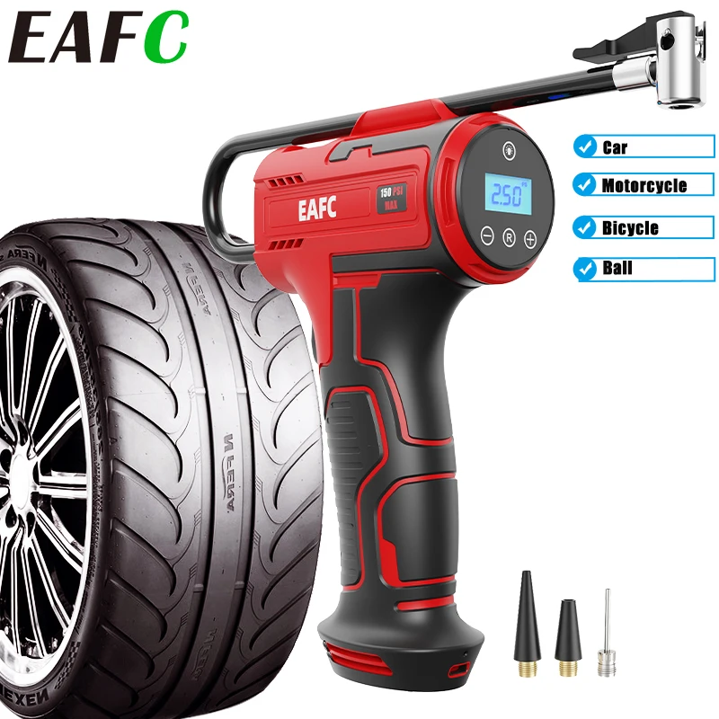 EAFC-compresor de aire con mango, bomba de aire de 4000mAh, neumático portátil, bomba eléctrica para motocicleta, compresor de aire, bolas de bicicleta, bomba inflable