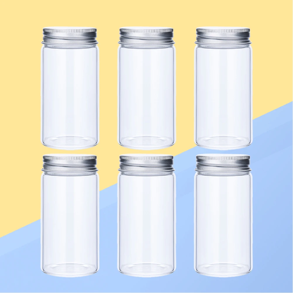 

6 pcs Storage Containers Thick Candy Jars Aluminum Screw Lids Sealing Organizer Kitchen Storage Grains Cans