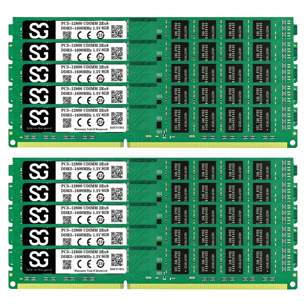 

Sologram 50PCS DDR3 4GB 8GB Desktop Memory 1066mhz 1333mhz 1600MHZ PC3 8500 10600 12800 U 1.5V 240Pin UDIMM 8gb Memoria Ddr3 RAM