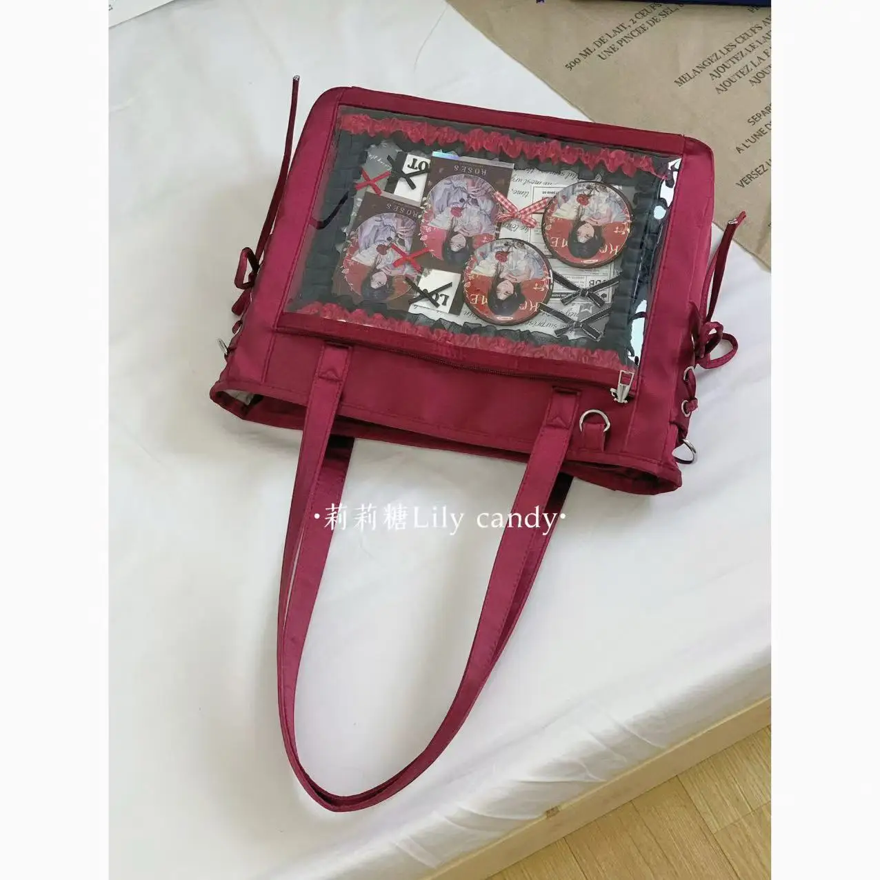 2026 New Commuting Messenger Bag Lolita Style Satin Large-capacity Shoulder Bags Sweet and Versatile Women's Handbags
