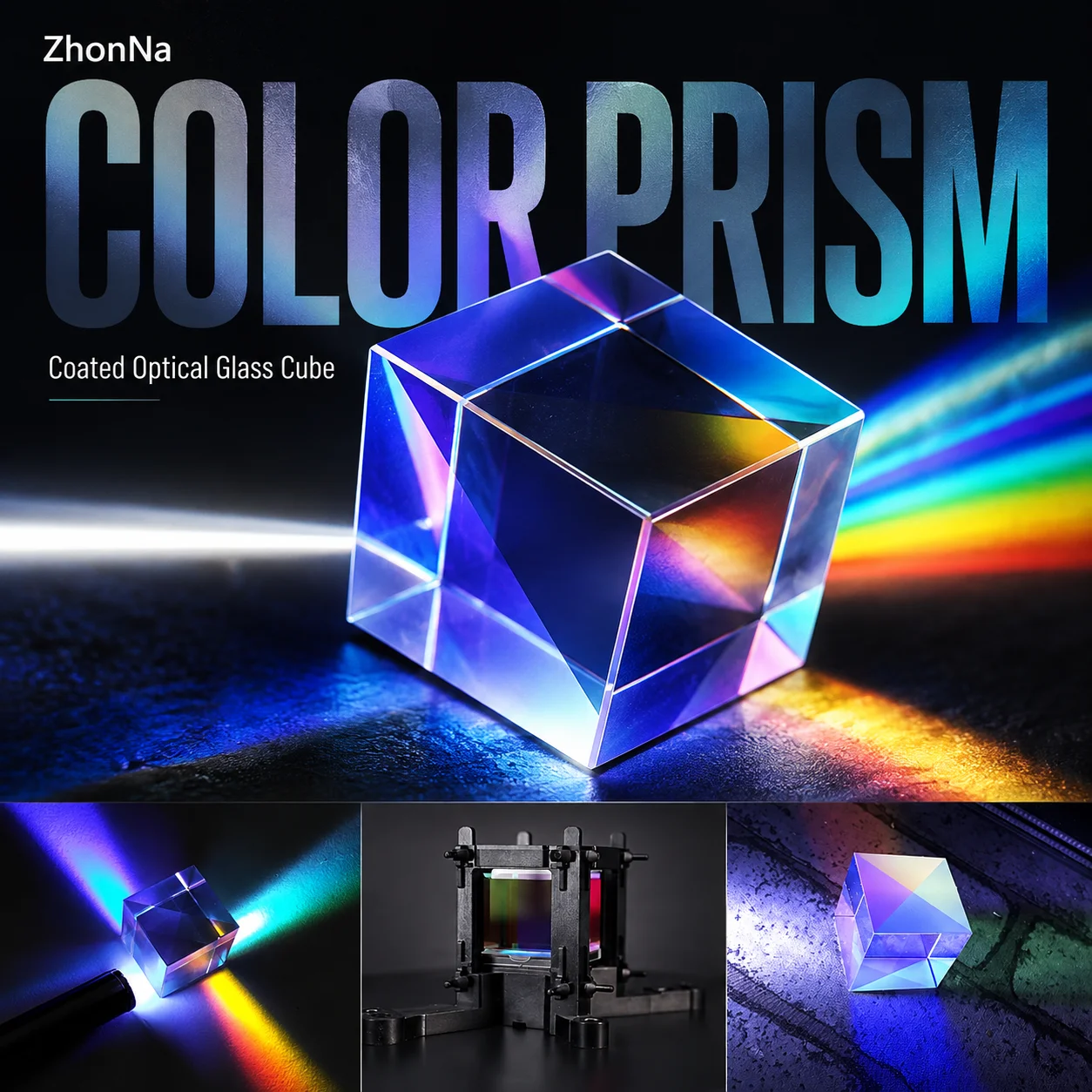 ZhonNa Color Prism Glass Cube Coated Optical Filter Lens Spectrum Refraction Filter for Optical Instruments Photography Lab Tool