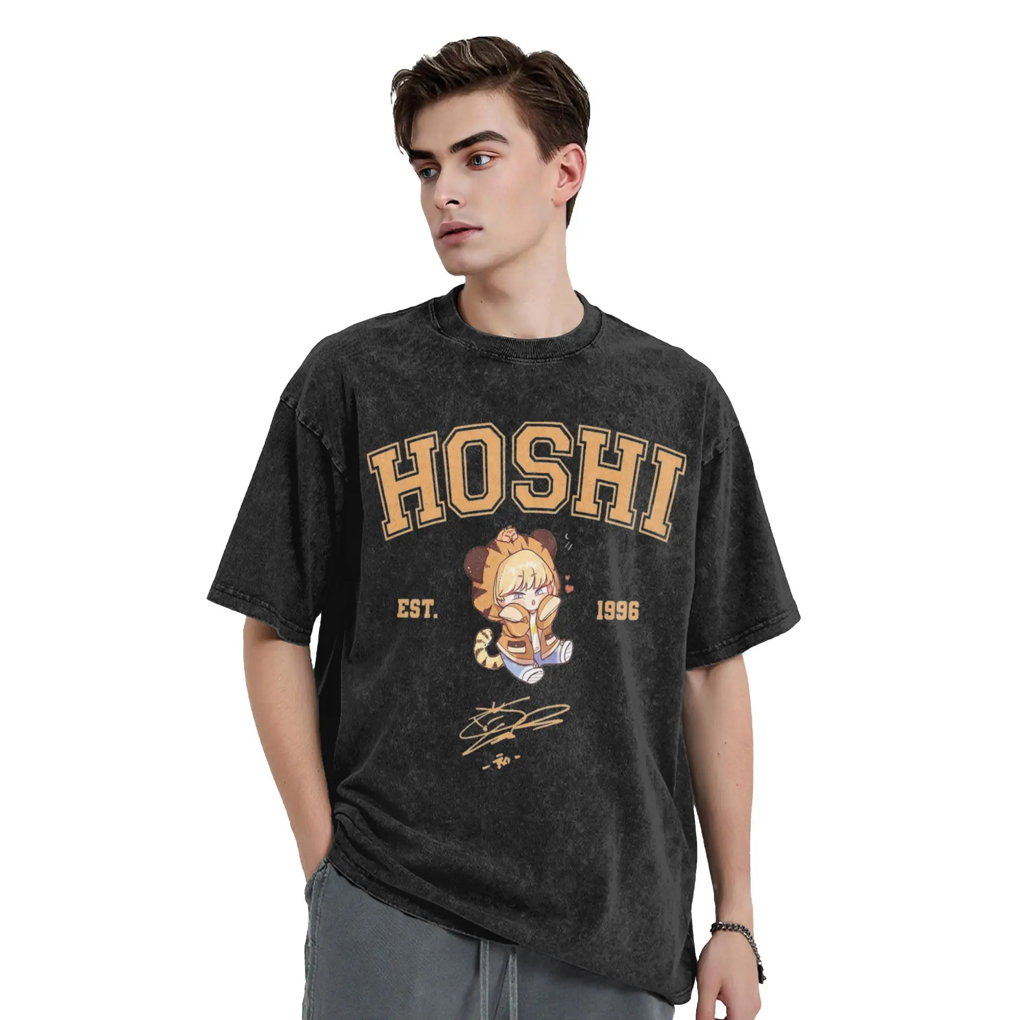 

Hoshi 1996 Kpop стираная футболка, уличная одежда, крутая футболка в стиле хип-хоп, футболки, топы для мужчин и женщин, 100% хлопок, уличная графика