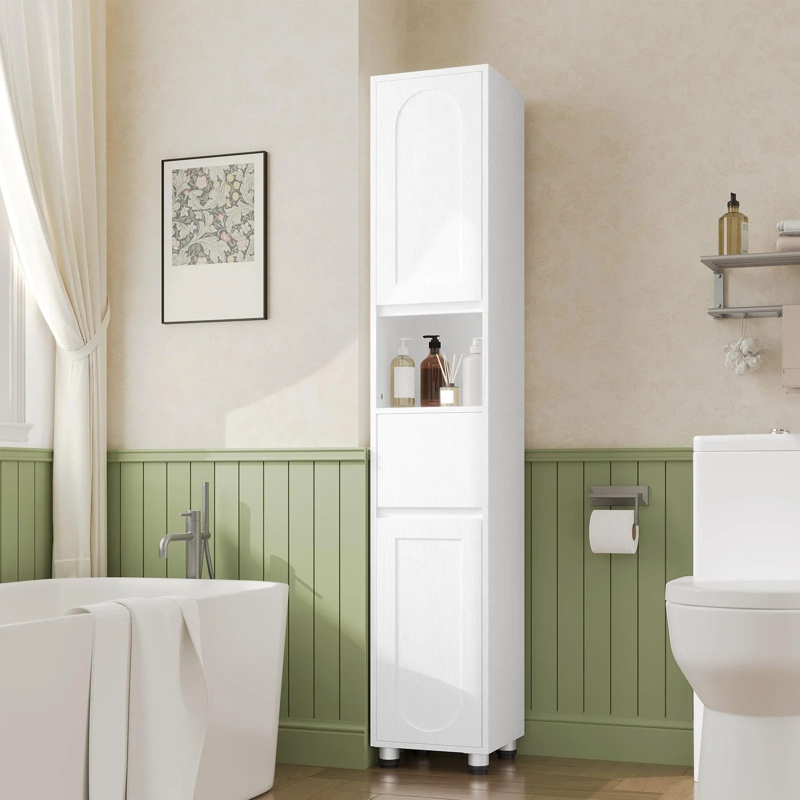 

Freestanding Bathroom Cabinet Storage Organizer 11.8’’ x 11.8’’ x 66.9’’