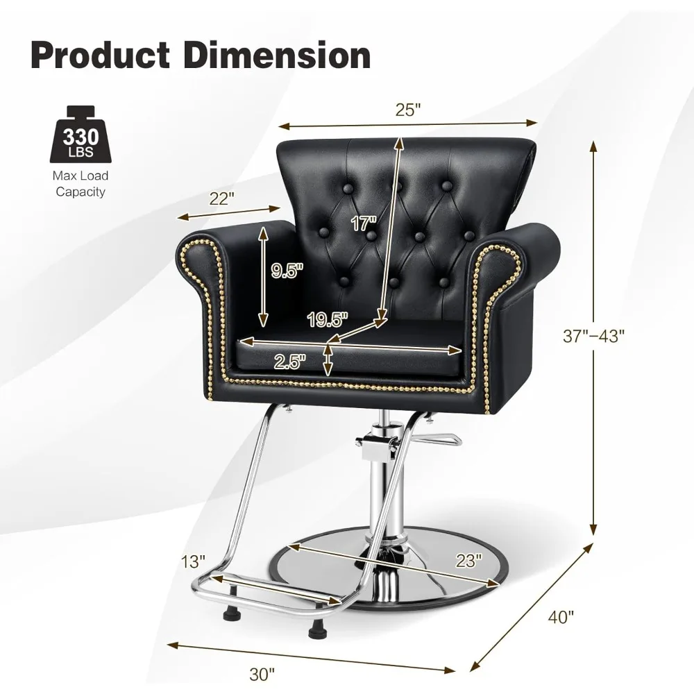 كرسي صالون GOFLAME، كرسي حلاق دوار قابل للتعديل مع مضخة هيدروليكية شديدة التحمل، معدات تجميل سبا، أزرار شعر معنقدة #3