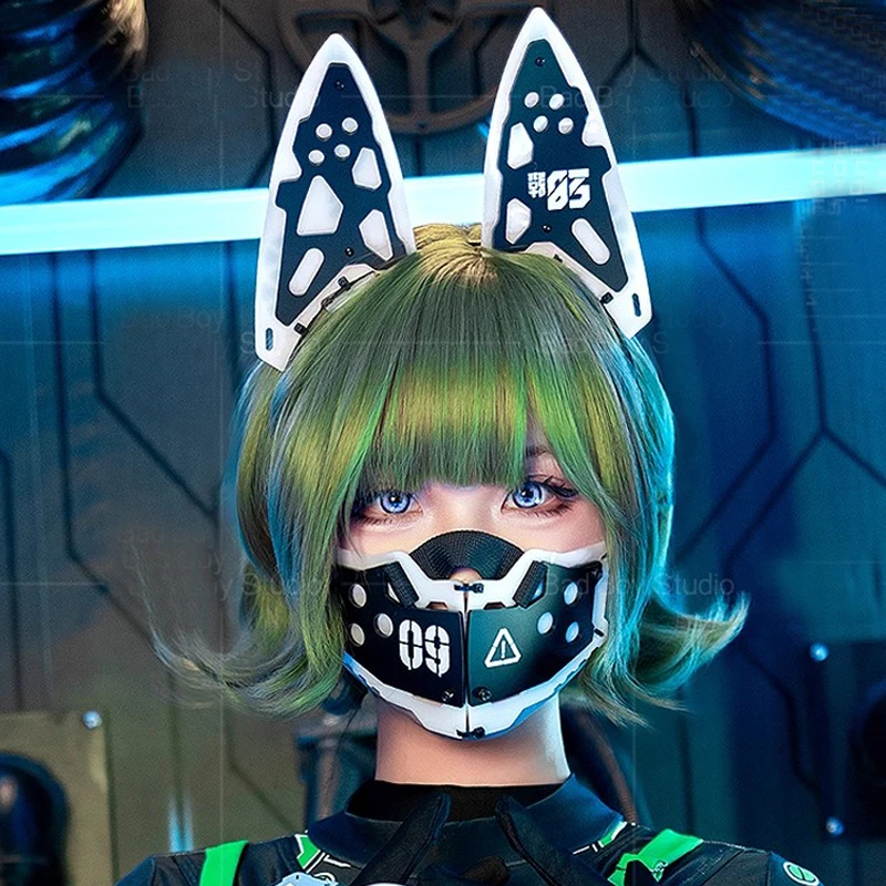 خوذة قناع تنكري من Game CyberPunk للنساء، قناع ميكانيكي للخيال العلمي، ملحقات مهرجان الموسيقى، أقنعة حفلات الهالوين