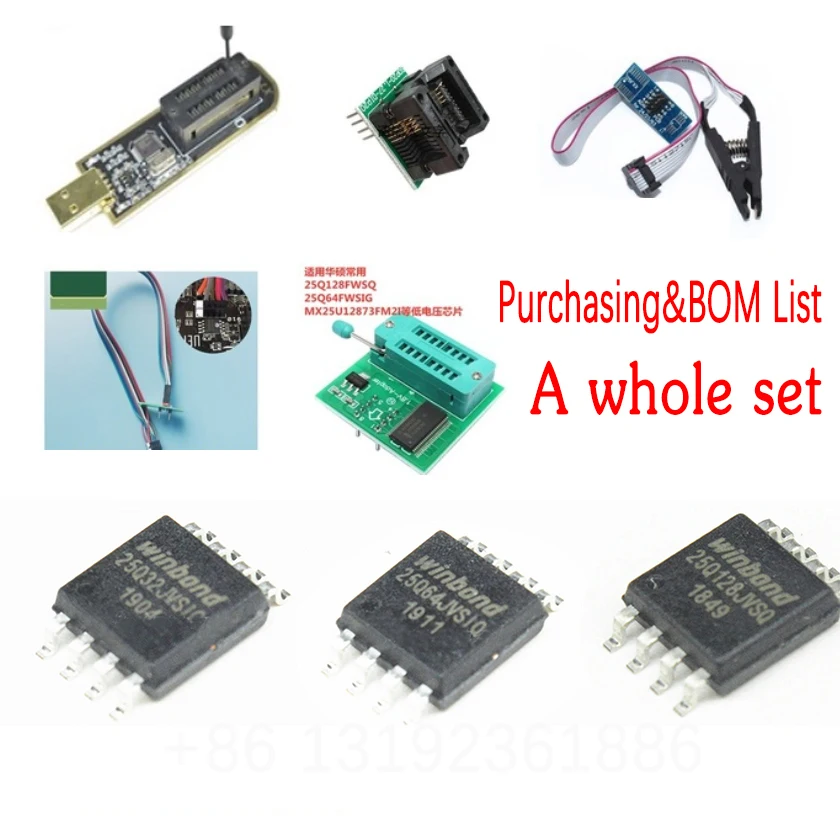 Placa-mãe BIOS Flash Memory Chip, Burning Flash, Linha SPI, 10Pin, CH341A, Programador Flash EEPROM, W25q128jvsq 25q32, 25q32