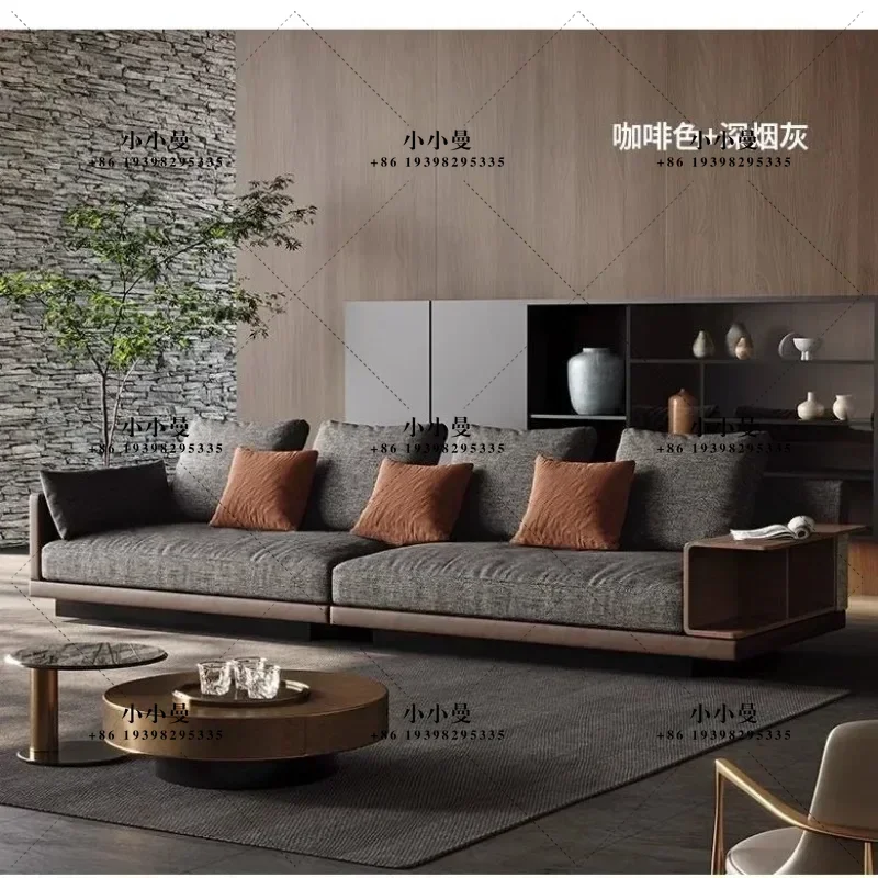 New Chinese-style Connelly cotton and linen fabric Italian minimalist small apartment straight row sofa
