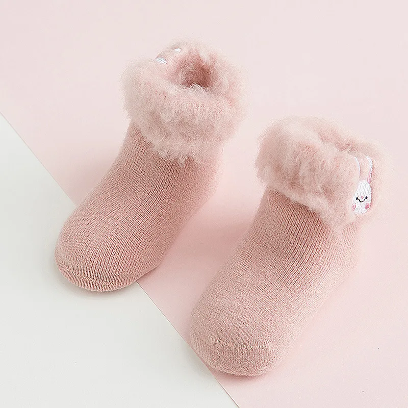 1 Pair Warm Newborn Sock Kawaii Cartoon Animal Sock for Toddler Boy Girl Lovely Autumn Winter Thicken Plush Calf Sock for Baby