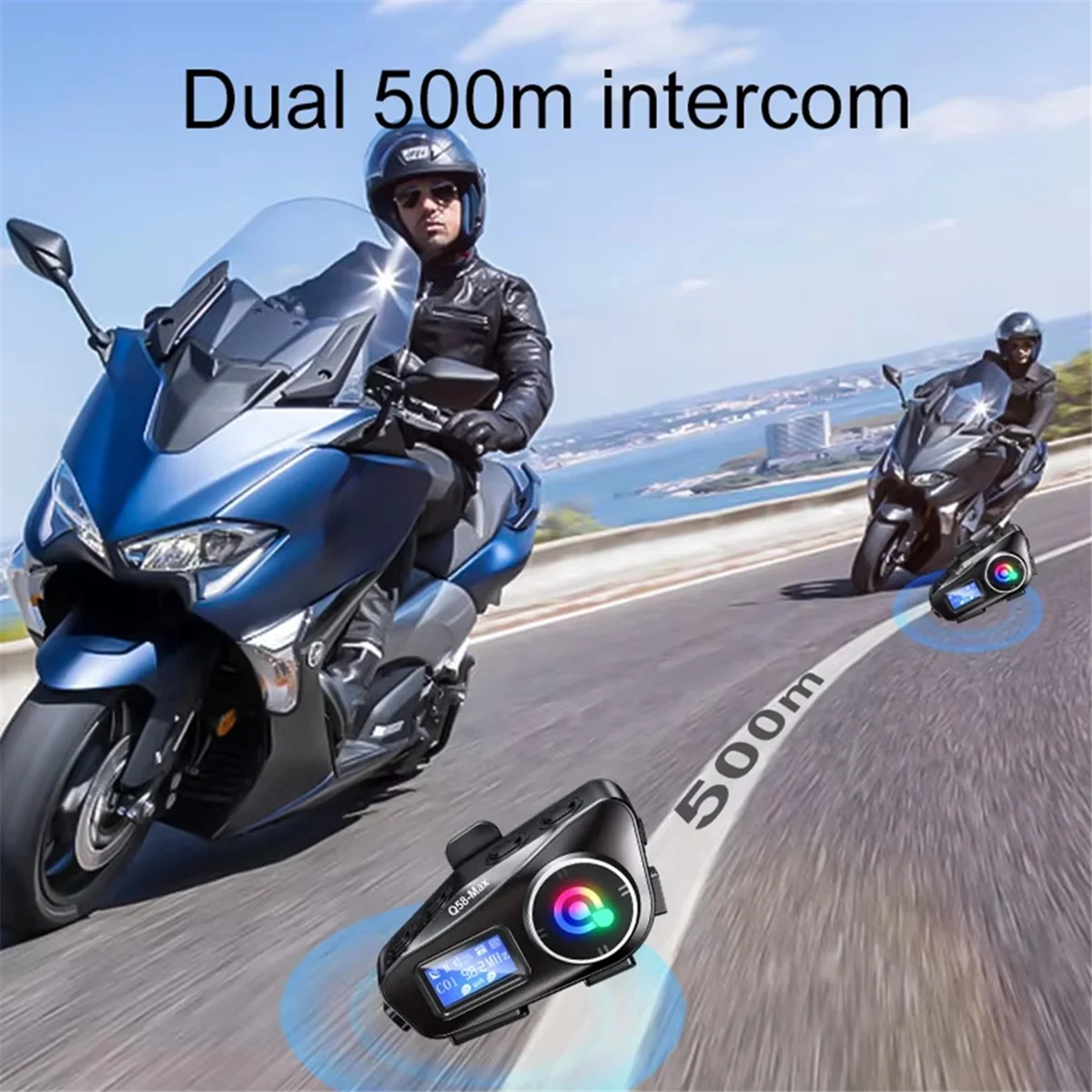Interfono Bluetooth per casco moto Q58 Max - IP65 impermeabile -Y18A