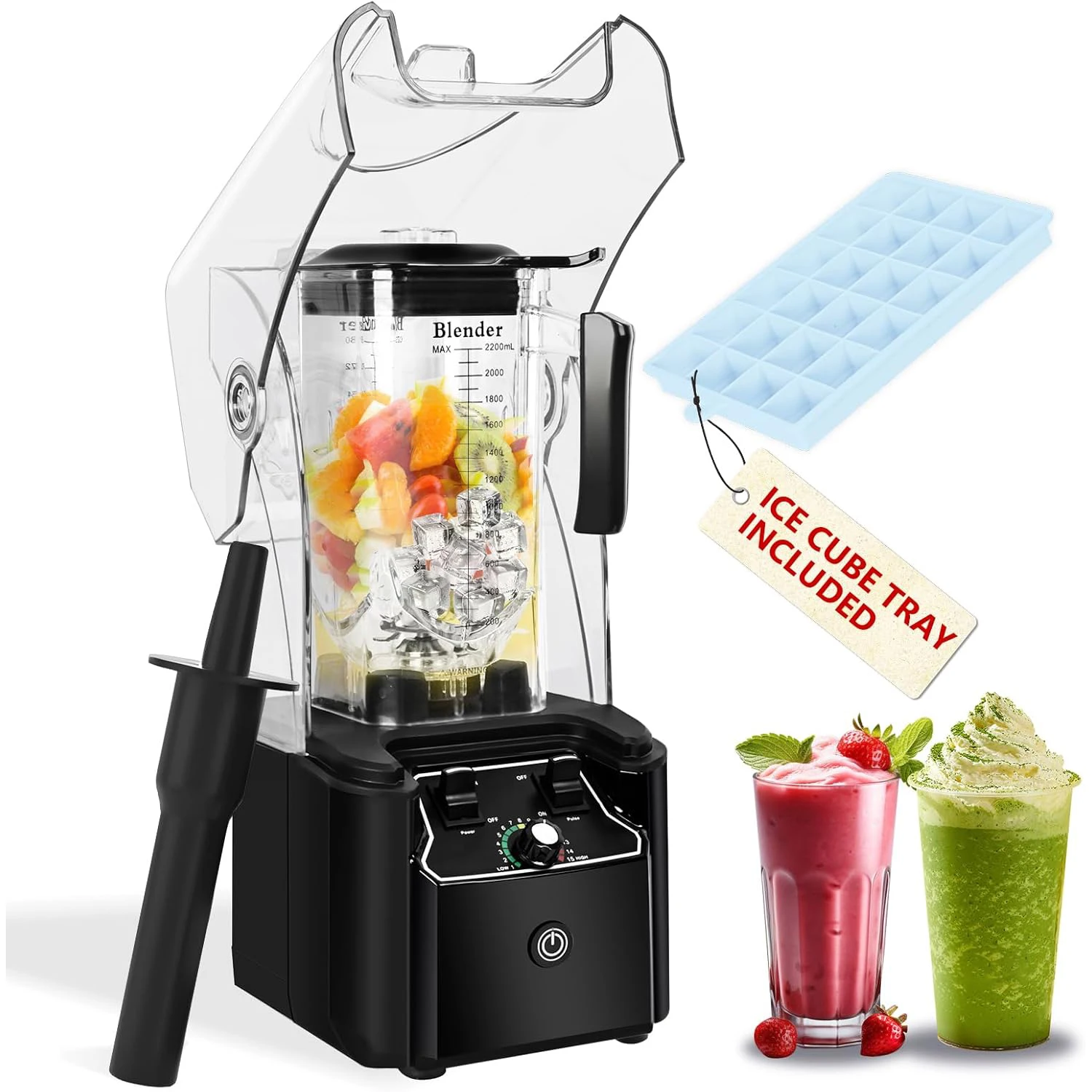 

3.35HP High-Speed Commercial Smoothie Blender 2500 Watt 2.2 Ltrs Juice Extractor With Soundproof Cover