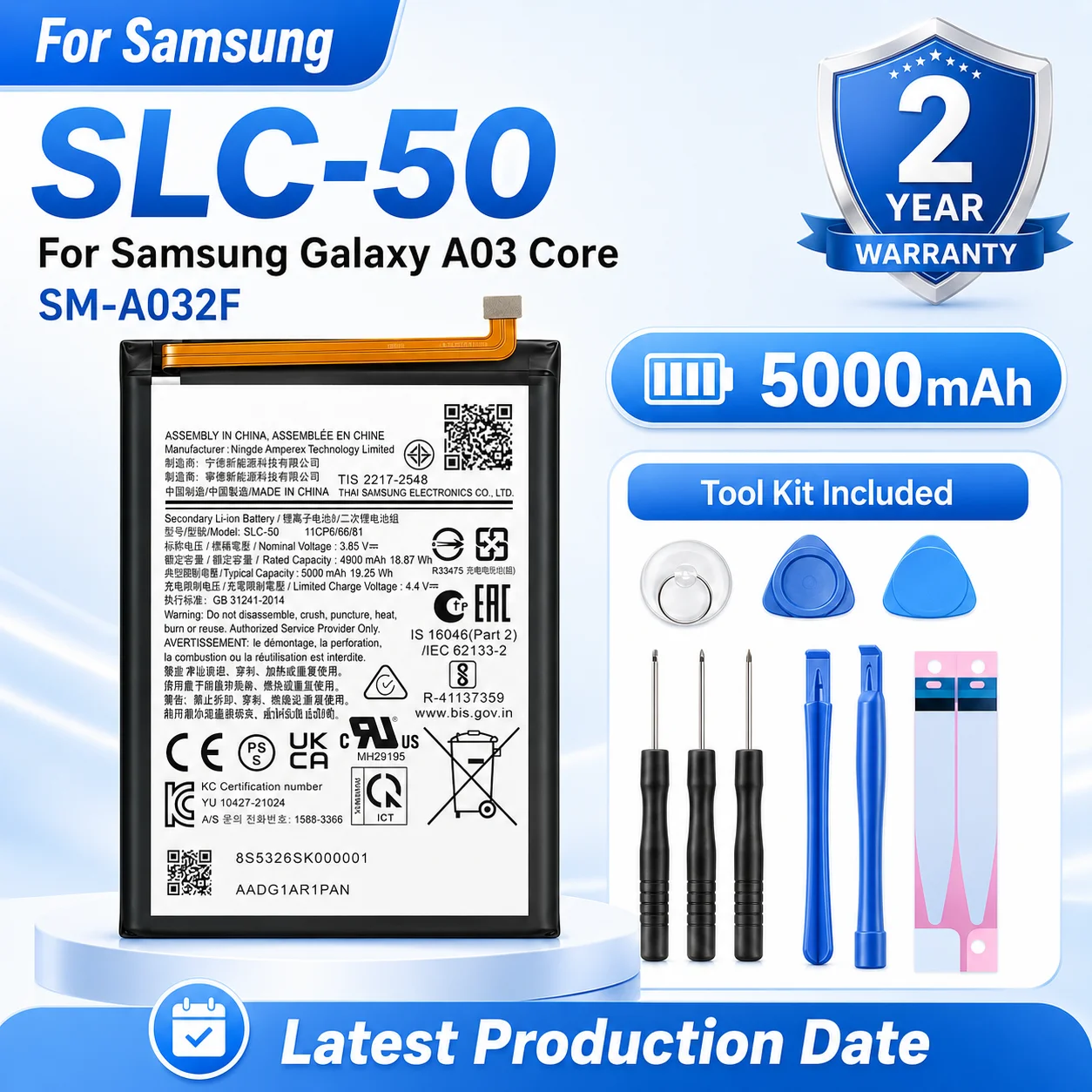 

2025 Brand New 5000mAh Li-ion Battery High Quality Replacement For Samsung Galaxy A03 Core SM-A032F