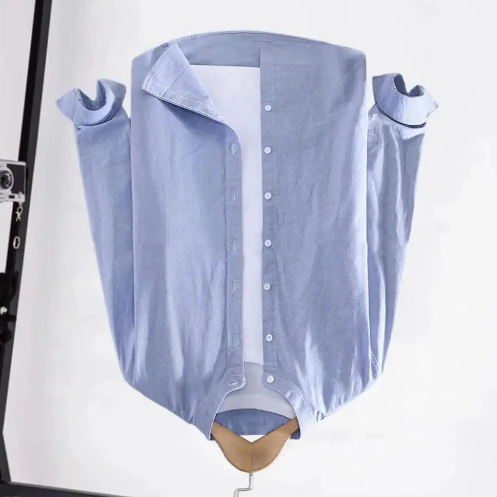 Men Spring Shirt Single-breasted Stand Collar Cardigan Long Sleeevs Loose Plus Size Mid Length Men Fall Top