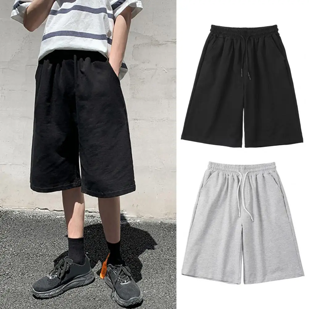 

Men Casual Shorts Breathable Men's Sport Shorts with Drawstring Waist for Gym Training Jogging Loose Fit Knee-length for Comfort