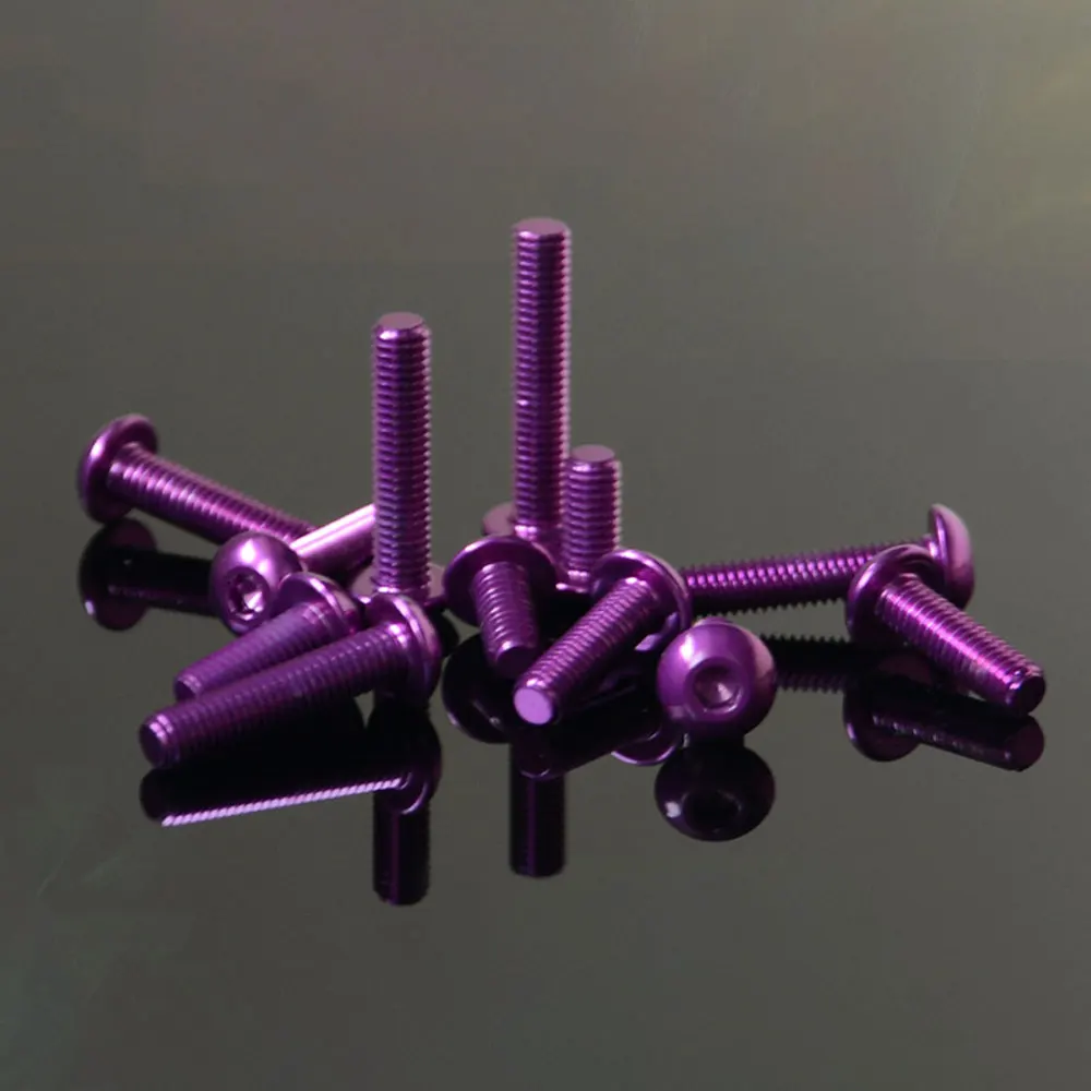 Purple M3 x 5 6 8 10 12 14 16mm 7075 Aluminum Alloy Button Head Screw Bolts Hex Allen Socket For Model Aircraft Car DIY