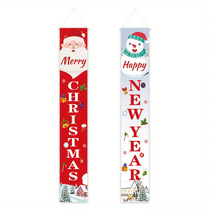 

1 шт. 2D плоский баннер на крыльце с Рождеством — подходит для внутреннего и наружного праздничного оформления, рождественской вечеринки, не требуется питание