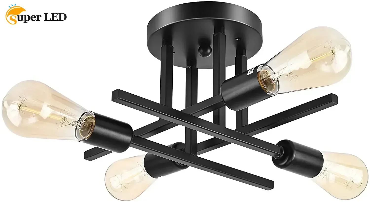 Mount Modern Sputnik Chandeliers Mid Century Modern Semi Flush Chandelier Close to Ceiling Lighting Black Ceiling Lights Fixture