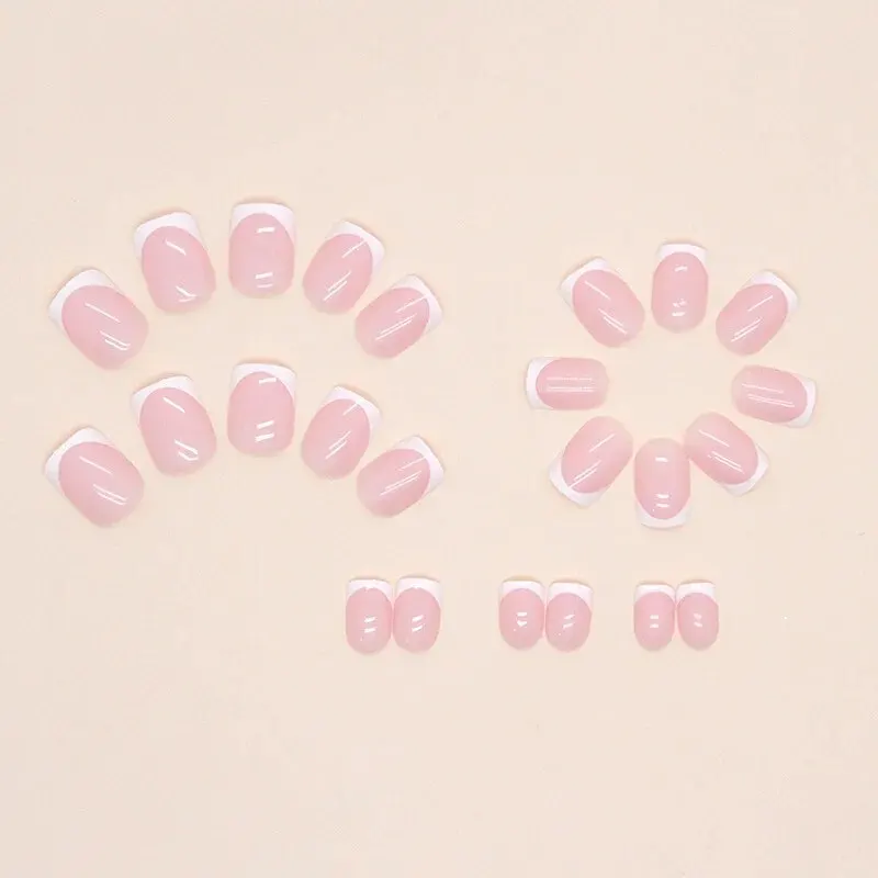 24 PCs Short French Minimalist Nails with 1 Jelly and 1 Nail File