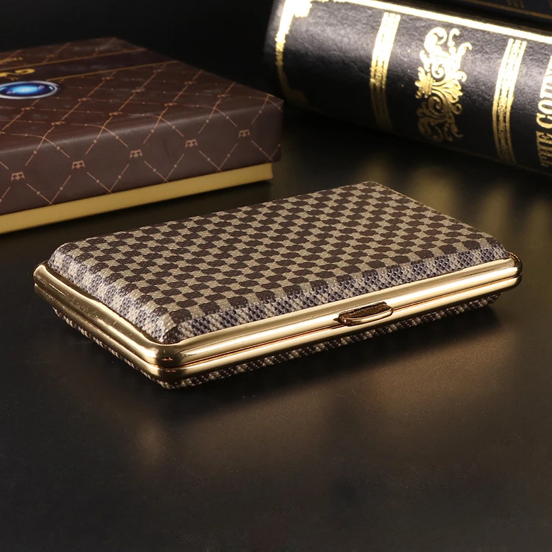 Retro Lengthened Thin Cigarette Case, Leather Material Split, Wear-Resistant, Anti-Pressure, Cigarette Accessories, 20Pcs