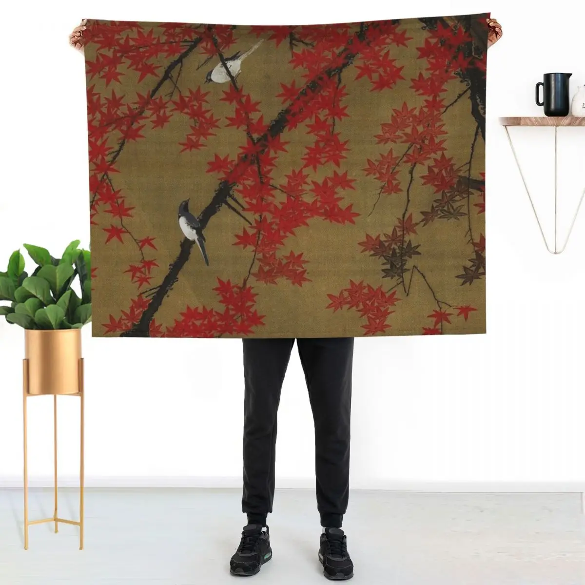 Favourite Artist - Jakuchu Ito - Maple Tree & Small Birds Throw Blanket Sofa Throw Flannel for sofa Hairys Stuffeds Blankets