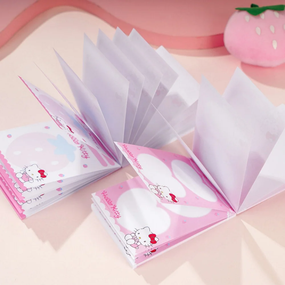 Genuine Sanrio Long Strip Strawberry Sticky Notes Cartoon Hello Kitty Student Stationery Supplies Home Fridge Message Memo Pads