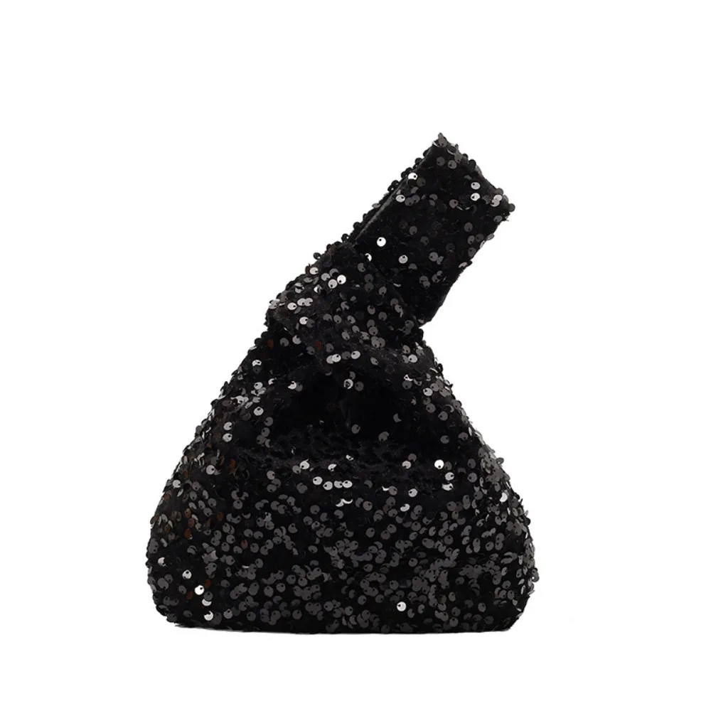 Simple Paillette Knot Handbag Giltter Blingbling Wrist Bag Cloth Fashion Sequin Evening Bag Girl