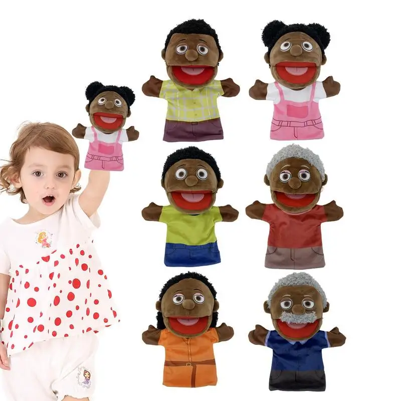 

Kid Hand Puppet Cartoon Black African Muppet Doll Family Parent-child Interactive Toy Theater Hand Puppet Doll Storytelling Toys