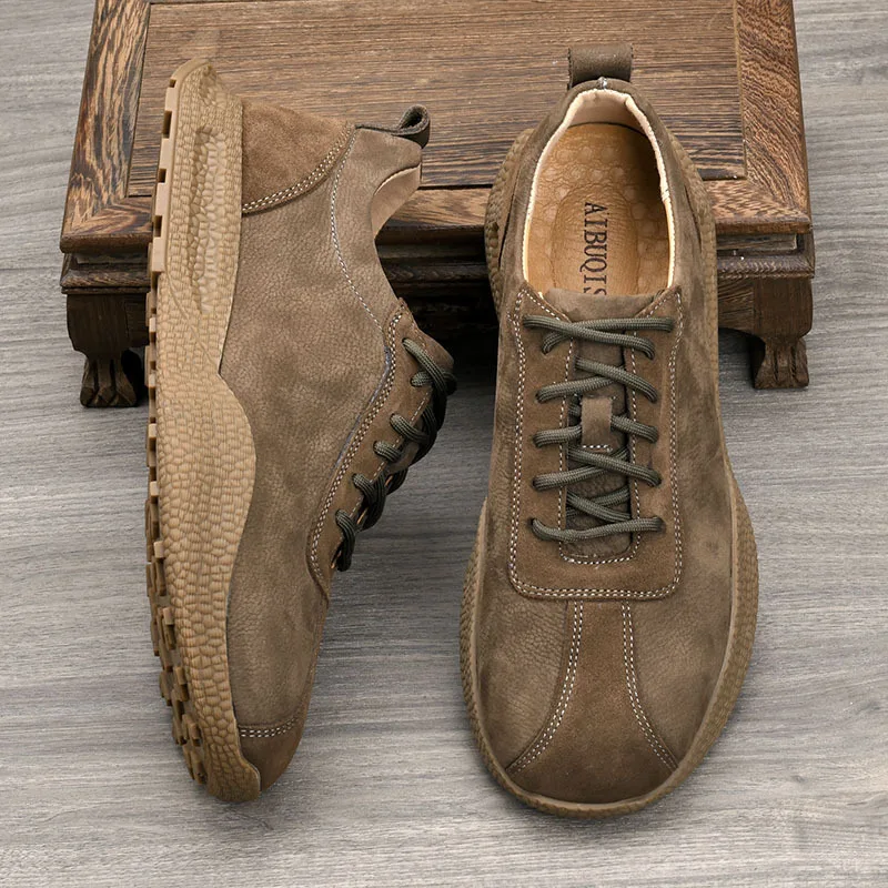 High Quality Genuine Leather Casual Men's Shoes Soft Sole Comfortable Leather Shoes for Men Thick Sole Business Men's Sneakers
