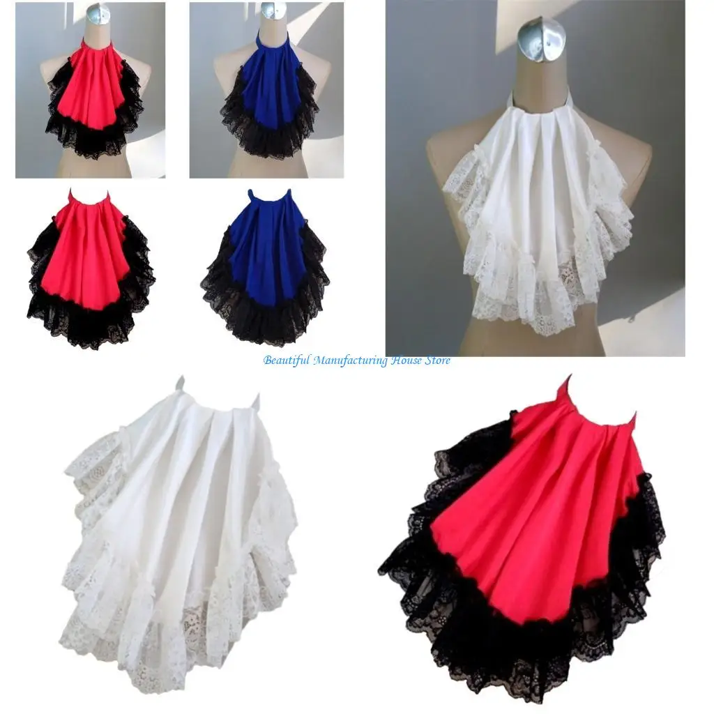 E56A Victorian Lace Detachable Collar Elegant Lace Ruffled Collar French Neckpiece