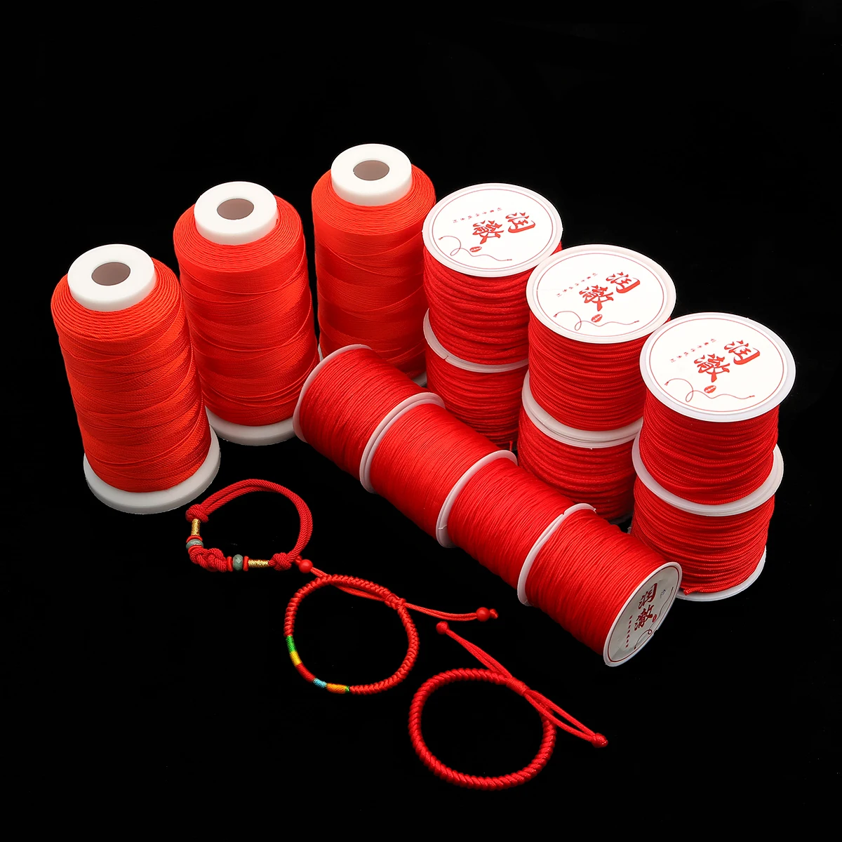 0.4-2.5mm Red Nylon Cord Thread Chinese Knot Rattail Satin Macrame Cord Bracelet Braided String Beading Thread Handmade Gifts