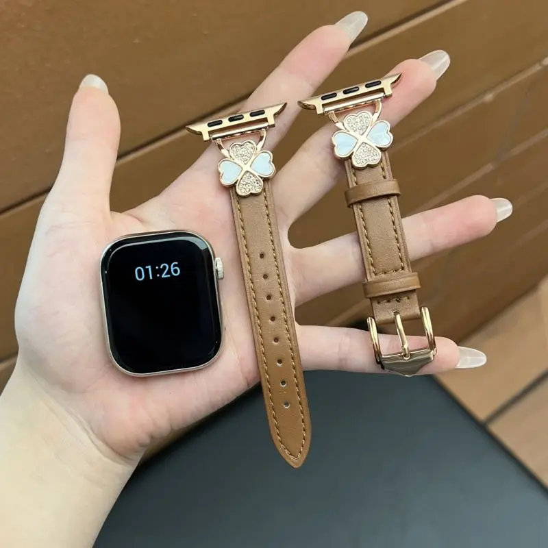 

Leather Watch Bands For Apple Watch Ultra Straps 40mm 38mm 41mm 42mm 44mm 45mm 46mm 49mm Women Loving Heart iwatch Wrist Straps