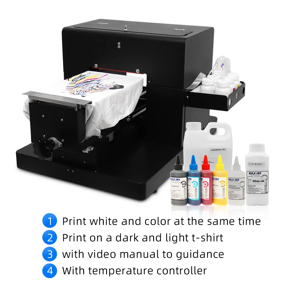 DTG Printer A4 Size 6 Colors Flatbed Printer for Dark And Light Clothes T shirt Direct to Garment T-Shirt Printing Machine