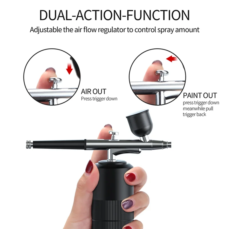 Portable Rechargeable Wireless Airbrush with Compressor Double Action Spray Tools for Face Beauty Nail Art