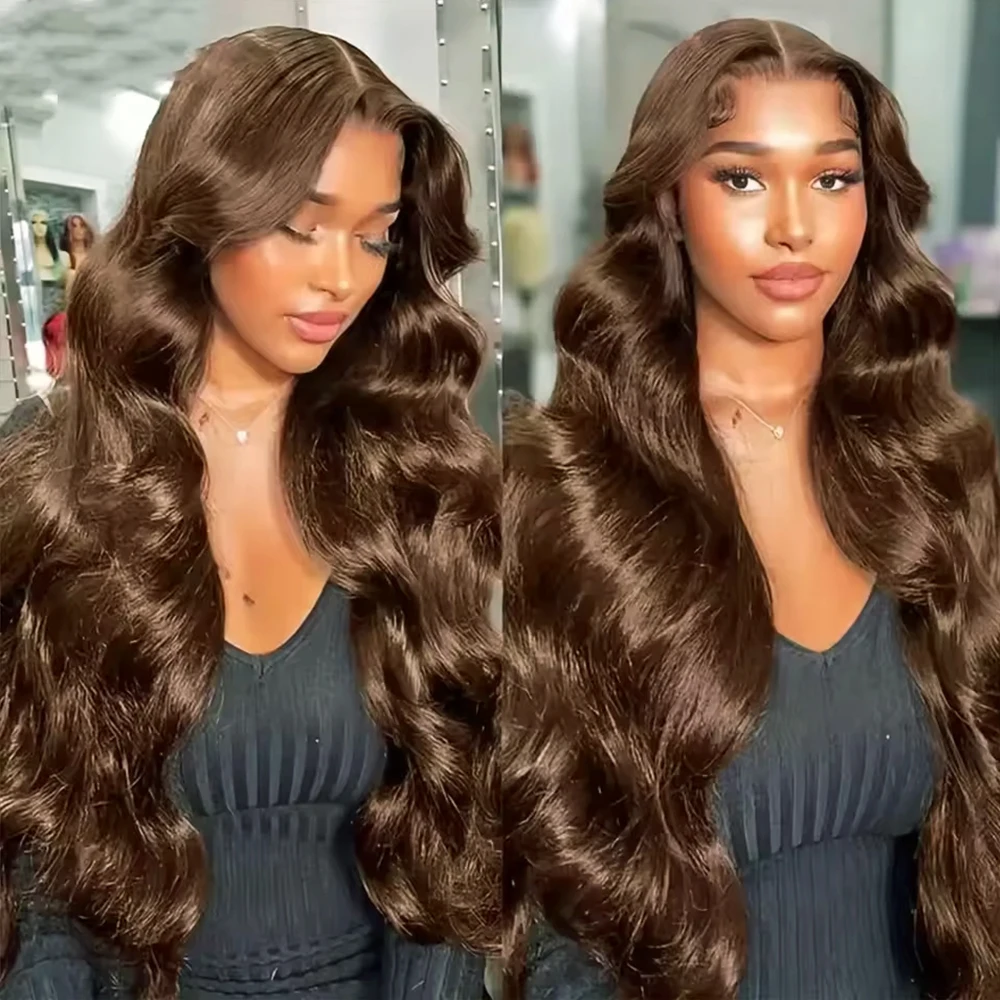 الشوكولاته البني 13x6 HD الدانتيل الجبهة خصلات الشعر المستعار الإنسان للنساء البرازيلي الجسم موجة 13x4 الدانتيل الباروكات الأمامية قبل قطعها # 4 ملون
