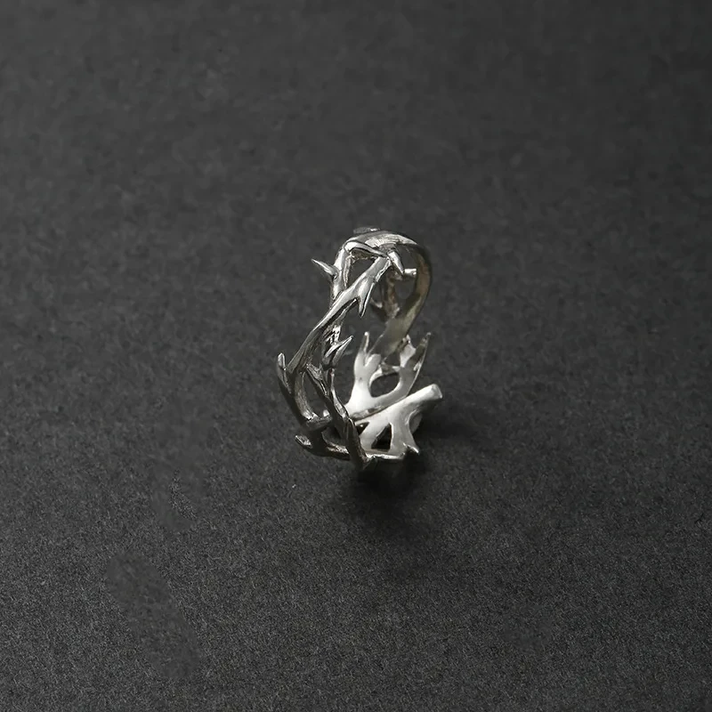 Vintage Ins Style Adherence Men's and Women's Rings with Branches, Thorns, Couples' Ring Gifts, Fashion and Personality Y2k