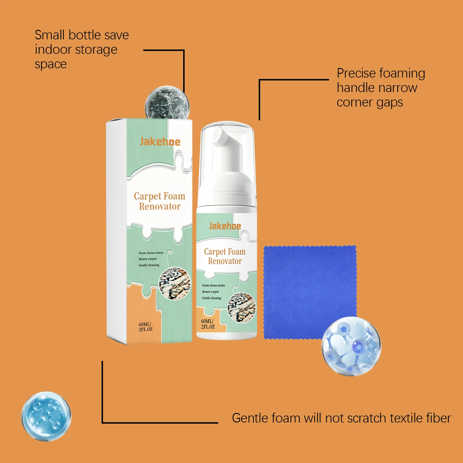 60ML Carpet Bubble Cleaner Deep Dissolve Oil Stain Cleaning Stubborn Dirts Restoring Gloss Quick Dry Multipurpose Fabric Cleaner