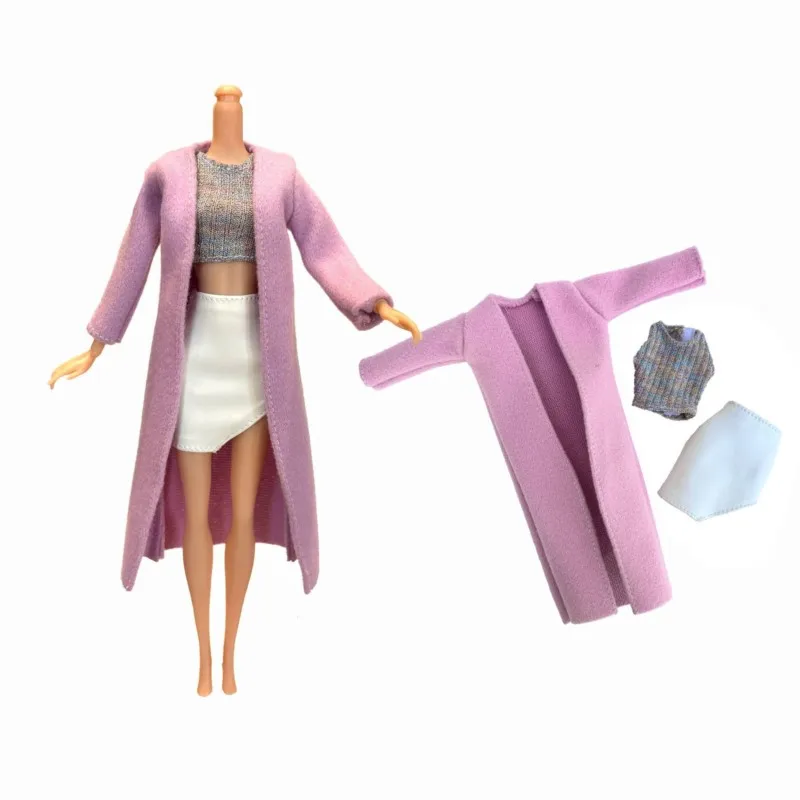 새로운 1세트 인형 옷 코트+이너+스커트 의류 영국 스타일 드레스업 소녀 놀이집 장난감 30CM 1/6 BJD 인형 액세서리