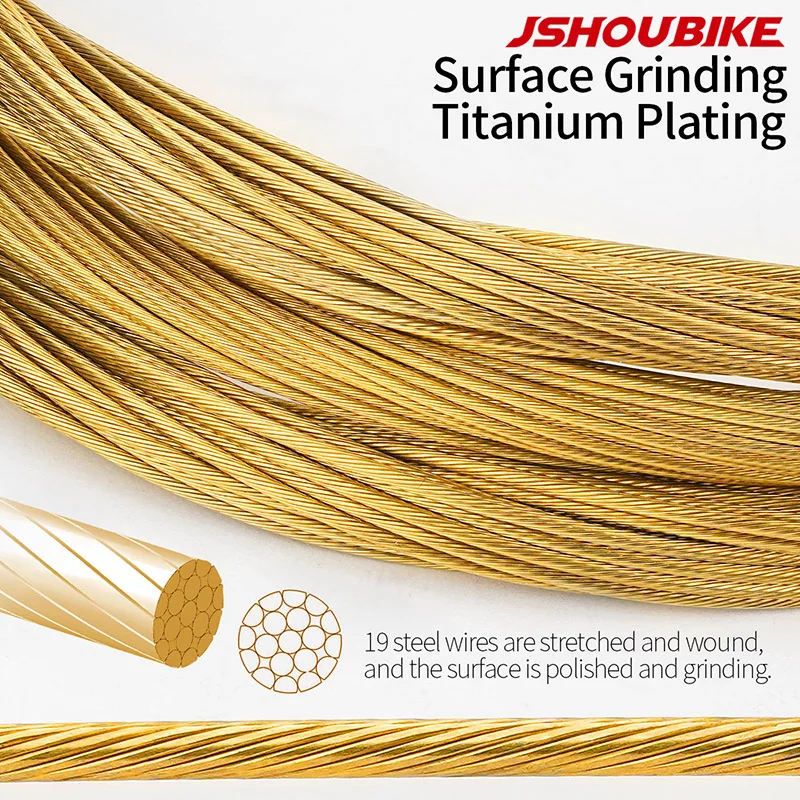 JSHOUBIKE 1/2 PCS MTB 2.1m road bike bicycle shifting inner wire 1.7m brake inner wire stainless steel electroplated gold