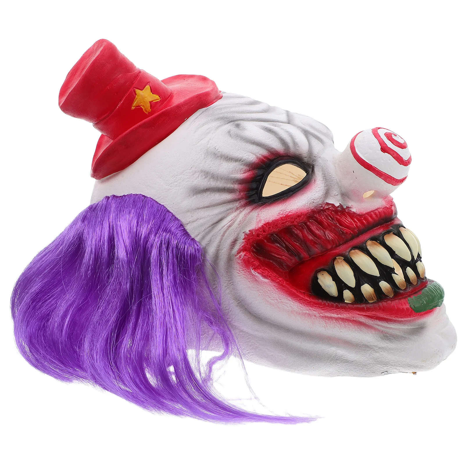 Realistische Horror-Clown-Maske für Erwachsene, lila, grünes Haar, Latex, gruselige Cosplay-Maske, Spukhaus, Halloween, Maskerade, Party-Zubehör