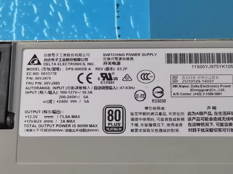 Fuente de alimentación X3650 M5, 750W, 900W, 00MX930, 94Y8200, 94Y8298, 00FK636