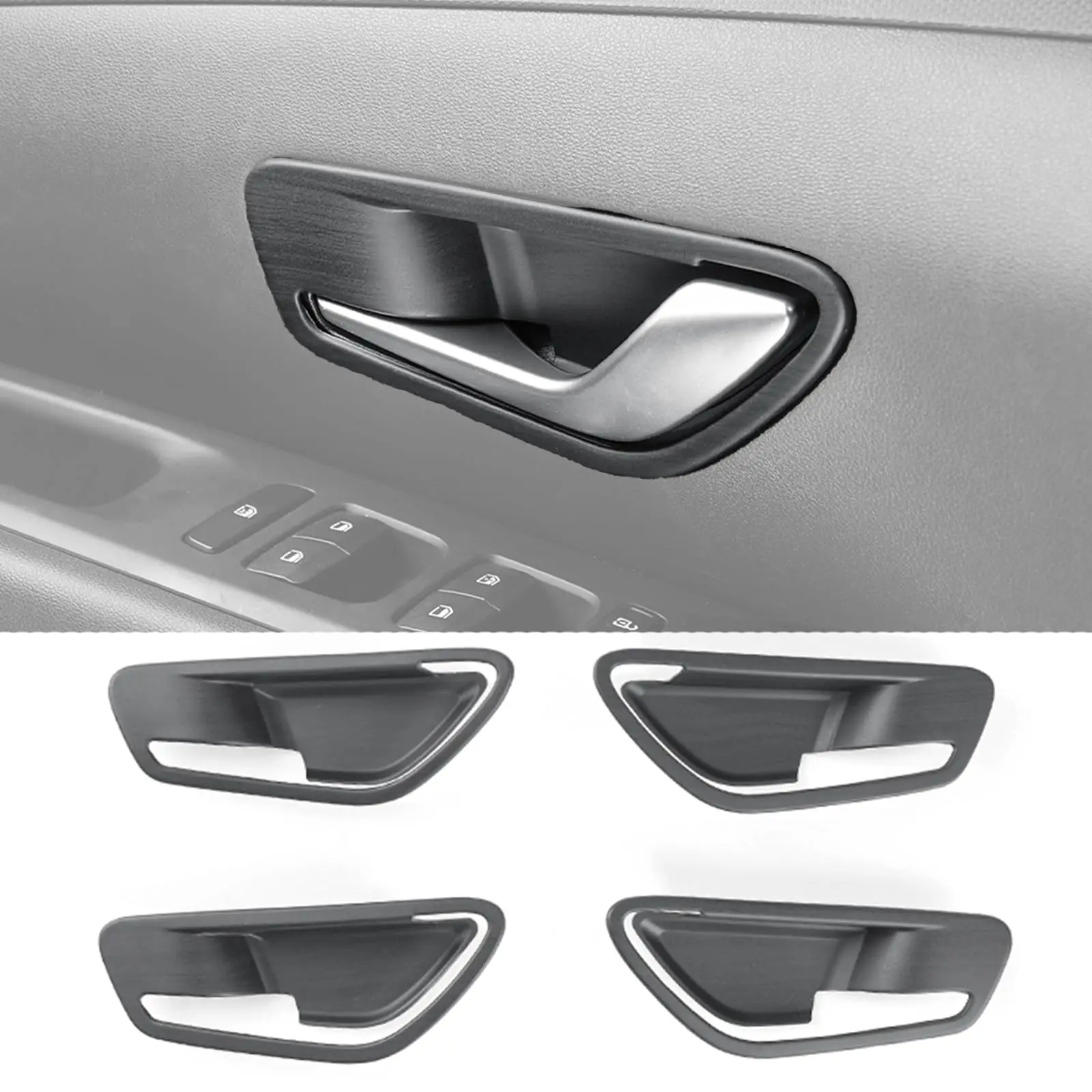 

4pcs ABS Interior Door Handle Trim Covers With Wood Grain Finish For 2022-2025 Vehicle Models