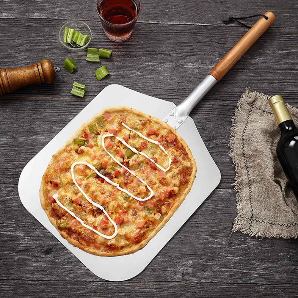 

Aluminum Pizza Wooden Handle Easy Storage Baking Tool Metal Turner Oven Turner Spatula Cake Spatula Pie Server