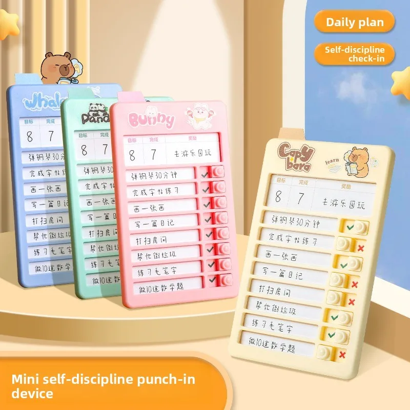 Self-Discipline Checklist Board, Reusable Daily Task Tracker for Kids, Study Habit Building with 30 Replacement Papers