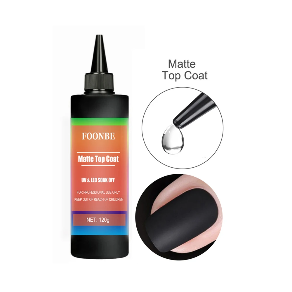 Foonbe 120g Top Coat Gel Smalto per unghie Base Gel Opaco Temperato Top Coat Vernice semipermanente Soak Off Nail Art Gel funzionale
