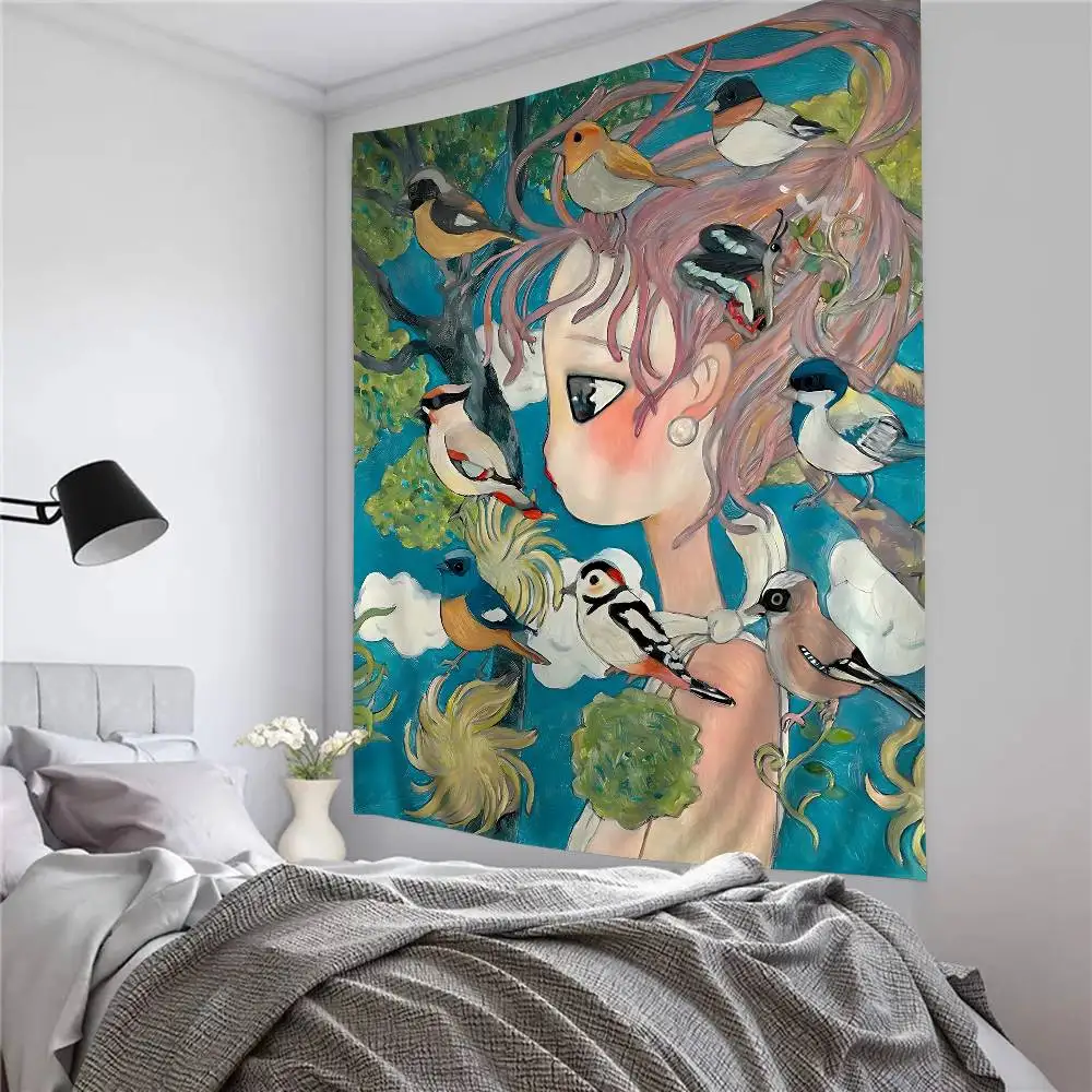 Picture 6: Aya Takano Cartoon Colorful Tapestry Wall Hanging Bohemian Wall Tapestries Mandala Wall Art Decor