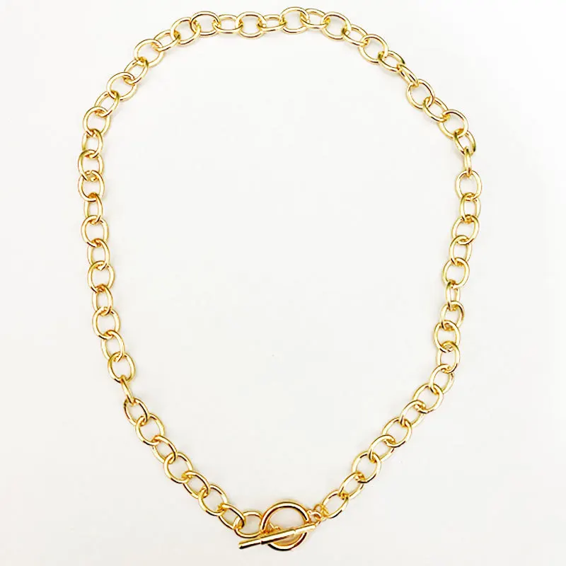 Collar de cadena gruesa con hebilla OT para mujer, cadena de clavícula ligera de lujo, diseño de nicho, superventas