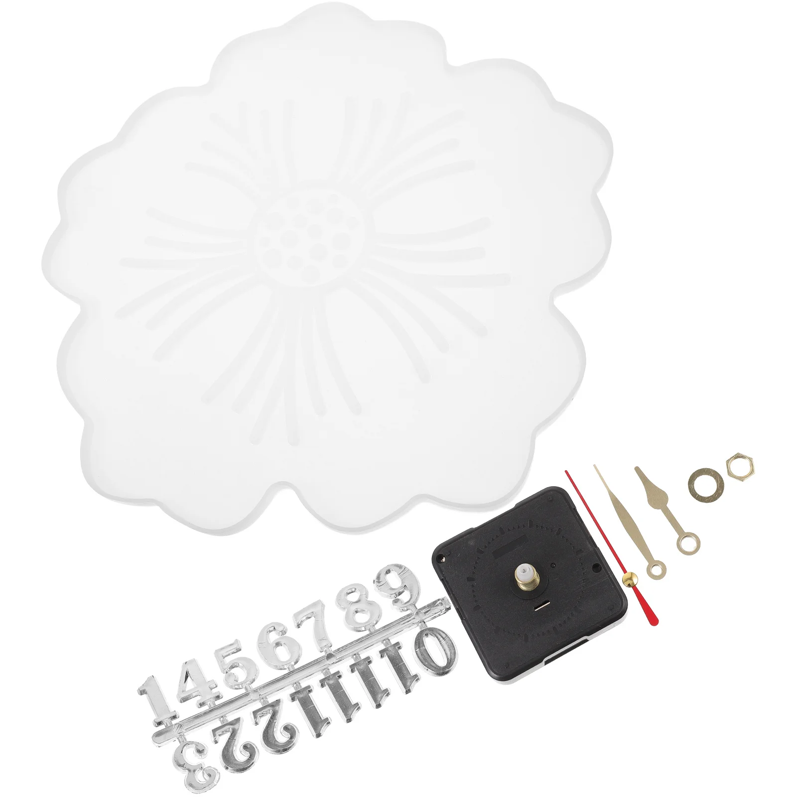1Set Cetakan Jam Silikon Bentuk Bunga DIY Kit Cetakan Jam Manual Aksesori Pembuatan Kerajinan untuk Seni Resin Hadiah Buatan Tangan Unik