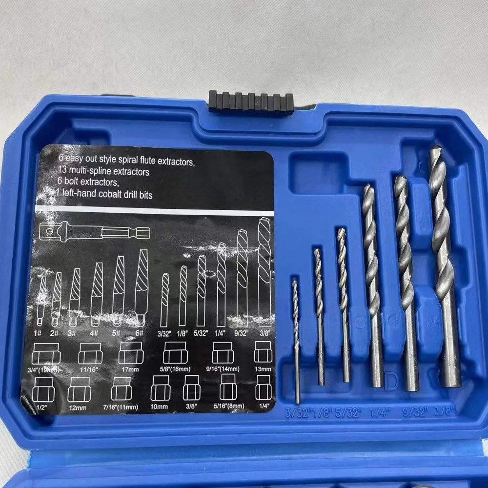 26 pieces damaged nut and bolt extractor set