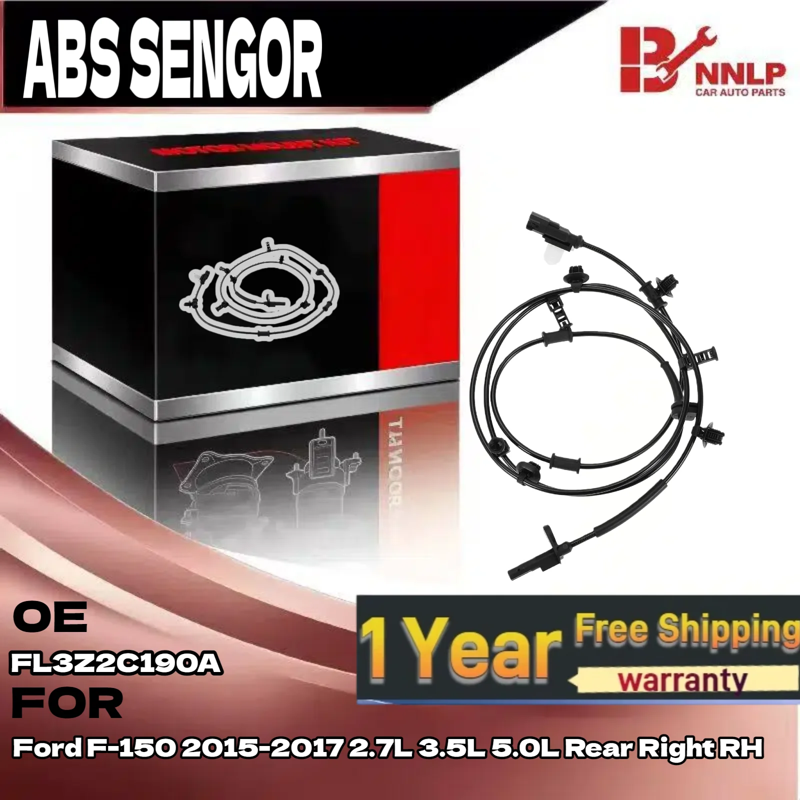 1x เซ็นเซอร์ความเร็วล้อ ABS สำหรับฟอร์ด F-150 2015-2017 2.7L 3.5L 5.0L ด้านหลังขวา RH FL3Z2C190A