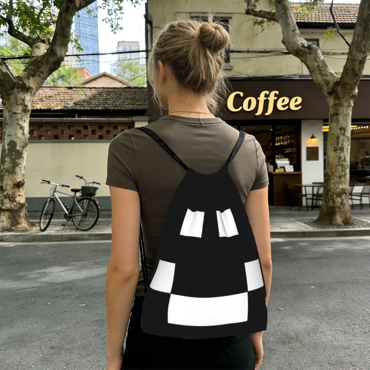 Quackity Merch Smile Logo Backpacks Portable Drawstring Bundle Pocket Shoes Bag Book Bags for Man Woman Students